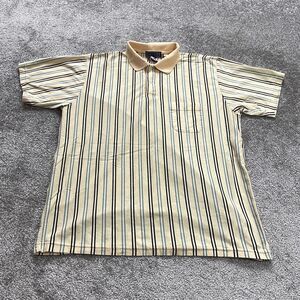 Saville Row Polo Shirt Mens Large XL Striped Collared Preppy Rugby Golf Pocket